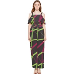 3d Lovely Geo Lines X Draped Sleeveless Chiffon Jumpsuit by Uniqued