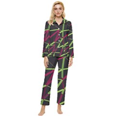 3d Lovely Geo Lines X Womens  Long Sleeve Velvet Pocket Pajamas Set by Uniqued