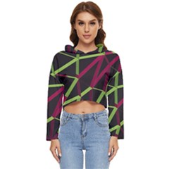 3d Lovely Geo Lines X Women s Lightweight Cropped Hoodie by Uniqued