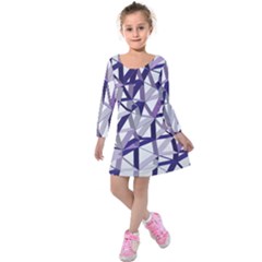 3d Lovely Geo Lines X Kids  Long Sleeve Velvet Dress by Uniqued