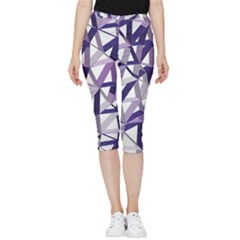 3d Lovely Geo Lines X Inside Out Lightweight Velour Capri Leggings  by Uniqued