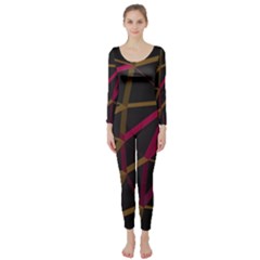 3d Lovely Geo Lines Xi Long Sleeve Catsuit by Uniqued