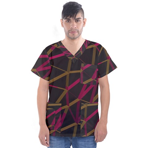 3d Lovely Geo Lines Xi Men s V-neck Scrub Top by Uniqued