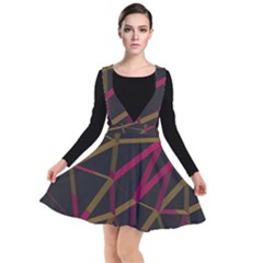 3d Lovely Geo Lines Xi Plunge Pinafore Dress by Uniqued