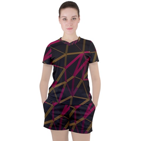 3d Lovely Geo Lines Xi Women s Tee And Shorts Set by Uniqued