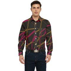 3d Lovely Geo Lines Xi Men s Long Sleeve Pocket Shirt  by Uniqued