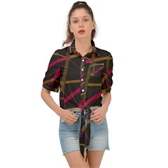 3d Lovely Geo Lines Xi Tie Front Shirt  by Uniqued