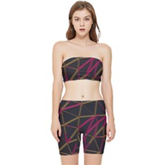 3d Lovely Geo Lines Xi Stretch Shorts And Tube Top Set by Uniqued