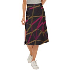 3d Lovely Geo Lines Xi Midi Panel Skirt by Uniqued