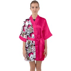 Poker Half Sleeve Satin Kimono 