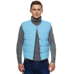 Color Baby Blue Men s Short Button Up Puffer Vest	