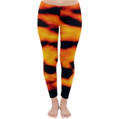 Orange Waves Abstract Series No2 Classic Winter Leggings by DimitriosArt