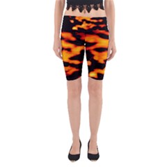 Orange Waves Abstract Series No2 Yoga Cropped Leggings by DimitriosArt