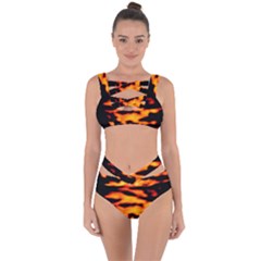 Orange Waves Abstract Series No2 Bandaged Up Bikini Set 