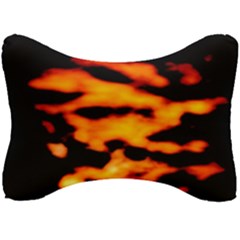 Orange Waves Abstract Series No2 Seat Head Rest Cushion by DimitriosArt