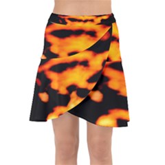 Orange Waves Abstract Series No2 Wrap Front Skirt by DimitriosArt