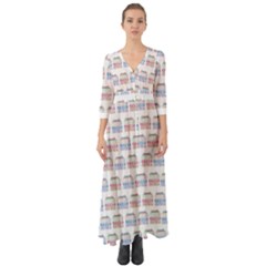 Gift Boxes Button Up Boho Maxi Dress