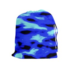 Blue Waves Abstract Series No11 Drawstring Pouch (xl) by DimitriosArt