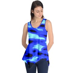Blue Waves Abstract Series No11 Sleeveless Tunic by DimitriosArt
