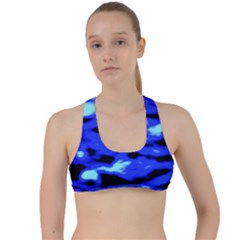 Blue Waves Abstract Series No11 Criss Cross Racerback Sports Bra by DimitriosArt