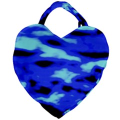 Blue Waves Abstract Series No11 Giant Heart Shaped Tote by DimitriosArt
