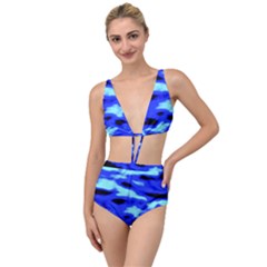 Blue Waves Abstract Series No11 Tied Up Two Piece Swimsuit by DimitriosArt