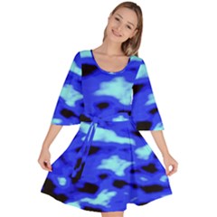 Blue Waves Abstract Series No11 Velour Kimono Dress by DimitriosArt