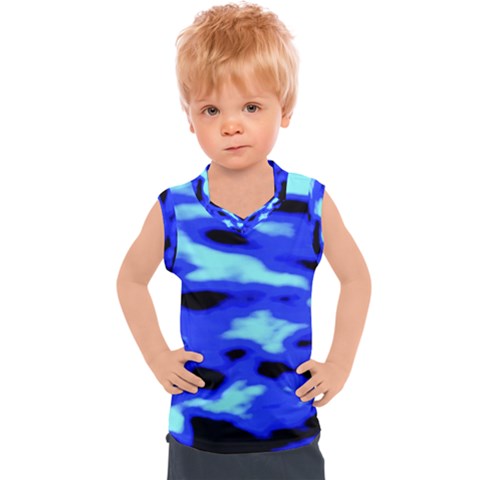 Blue Waves Abstract Series No11 Kids  Sport Tank Top by DimitriosArt