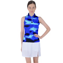 Blue Waves Abstract Series No11 Women s Sleeveless Polo Tee by DimitriosArt