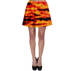 Red  Waves Abstract Series No14 Skater Skirt by DimitriosArt