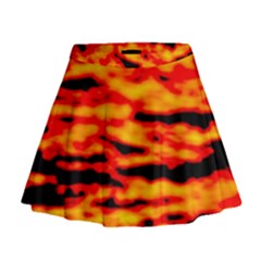 Red  Waves Abstract Series No14 Mini Flare Skirt by DimitriosArt