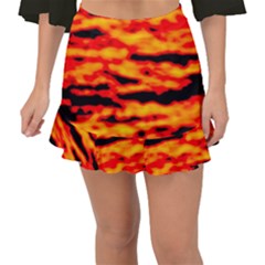 Red  Waves Abstract Series No14 Fishtail Mini Chiffon Skirt by DimitriosArt