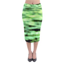 Green  Waves Abstract Series No13 Midi Pencil Skirt