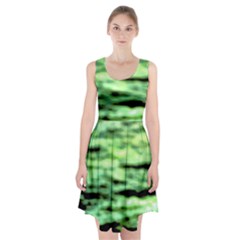 Green  Waves Abstract Series No13 Racerback Midi Dress by DimitriosArt