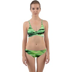 Green  Waves Abstract Series No13 Wrap Around Bikini Set by DimitriosArt