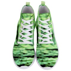 Green  Waves Abstract Series No13 Men s Lightweight High Top Sneakers by DimitriosArt