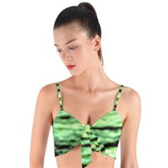 Green  Waves Abstract Series No13 Woven Tie Front Bralet by DimitriosArt