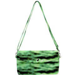 Green  Waves Abstract Series No13 Removable Strap Clutch Bag by DimitriosArt