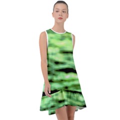 Green  Waves Abstract Series No13 Frill Swing Dress by DimitriosArt