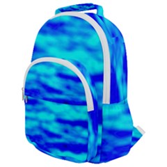 Blue Waves Abstract Series No12 Rounded Multi Pocket Backpack by DimitriosArt