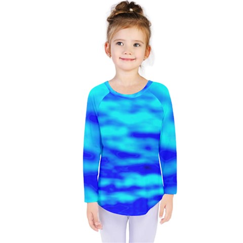 Blue Waves Abstract Series No12 Kids  Long Sleeve Tee by DimitriosArt