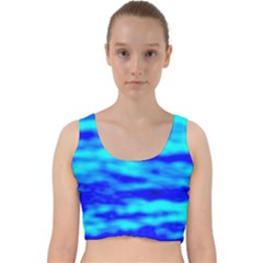 Blue Waves Abstract Series No12 Velvet Racer Back Crop Top by DimitriosArt