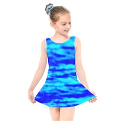 Blue Waves Abstract Series No12 Kids  Skater Dress Swimsuit by DimitriosArt