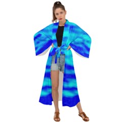 Blue Waves Abstract Series No12 Maxi Kimono by DimitriosArt