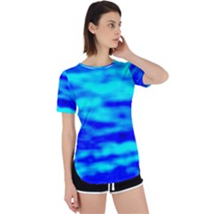 Blue Waves Abstract Series No12 Perpetual Short Sleeve T-shirt by DimitriosArt