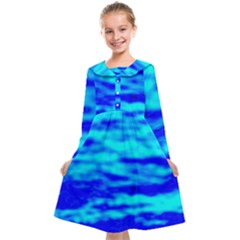 Blue Waves Abstract Series No12 Kids  Midi Sailor Dress by DimitriosArt