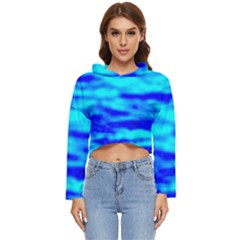 Blue Waves Abstract Series No12 Women s Lightweight Cropped Hoodie by DimitriosArt