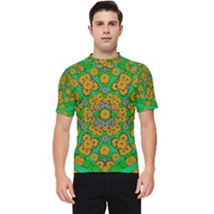 Stars Of Decorative Colorful And Peaceful  Flowers Men s Short Sleeve Rash Guard by pepitasart