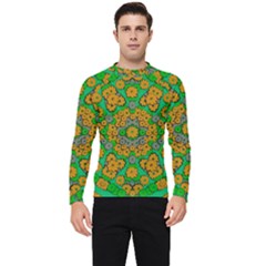 Stars Of Decorative Colorful And Peaceful  Flowers Men s Long Sleeve Rash Guard by pepitasart