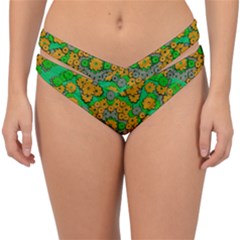 Stars Of Decorative Colorful And Peaceful  Flowers Double Strap Halter Bikini Bottom by pepitasart